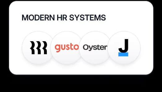 Modern HR systems including Rippling, Gusto, Oyster, and Justworks