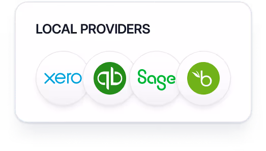 Local providers including Xero, QuickBooks, Sage, and BambooHR