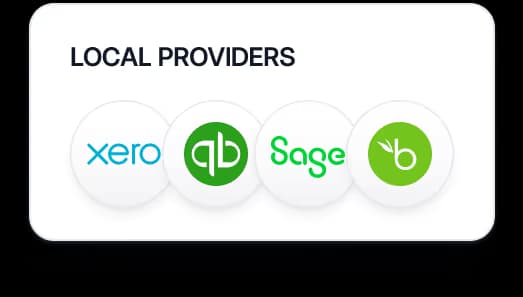 Local providers including Xero, QuickBooks, Sage, and BambooHR