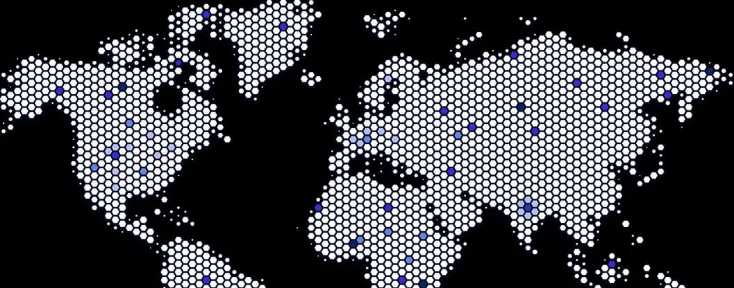 Dotted world map illustrating Toku's global country coverage