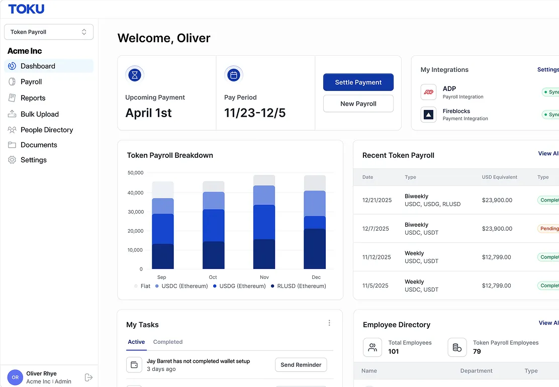 Toku admin dashboard
