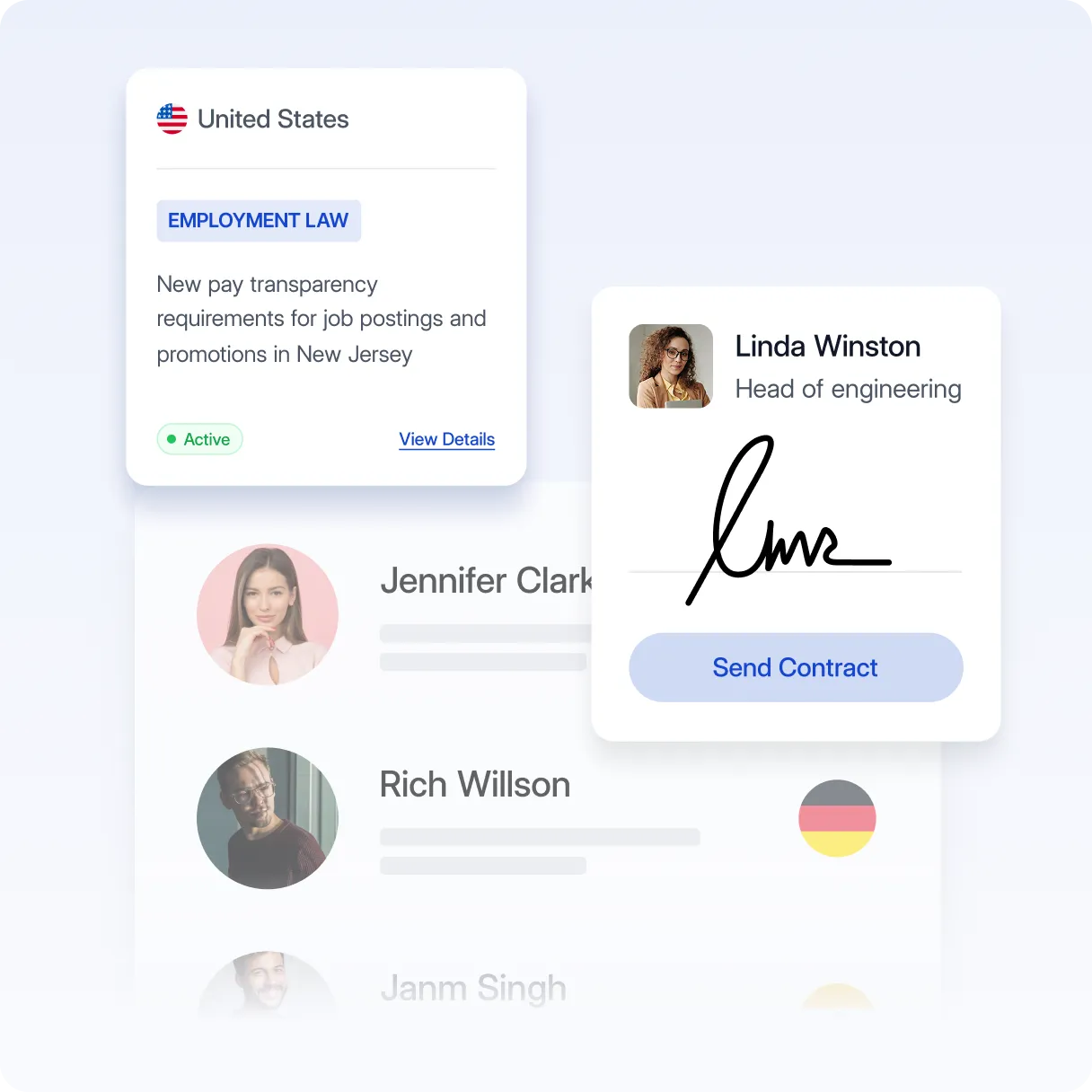 Sending a token grant agreement for signature with localized compliance